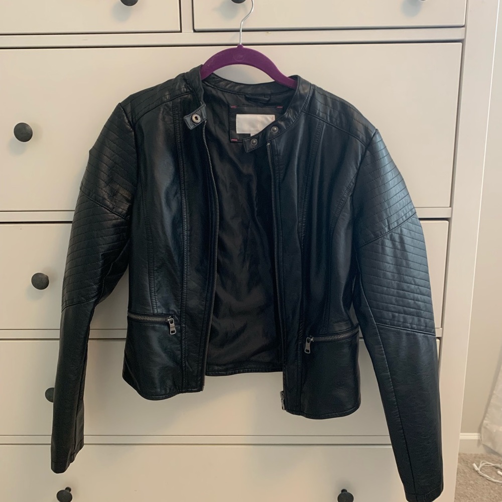 Target Black Faux Leather Jacket Medium